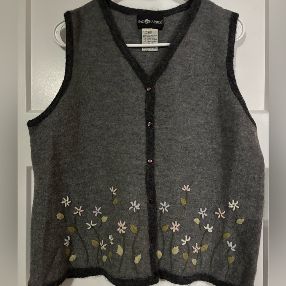 Vintage Sag Harbor Wool/Mohair/Nylon Sweater Vest sz L